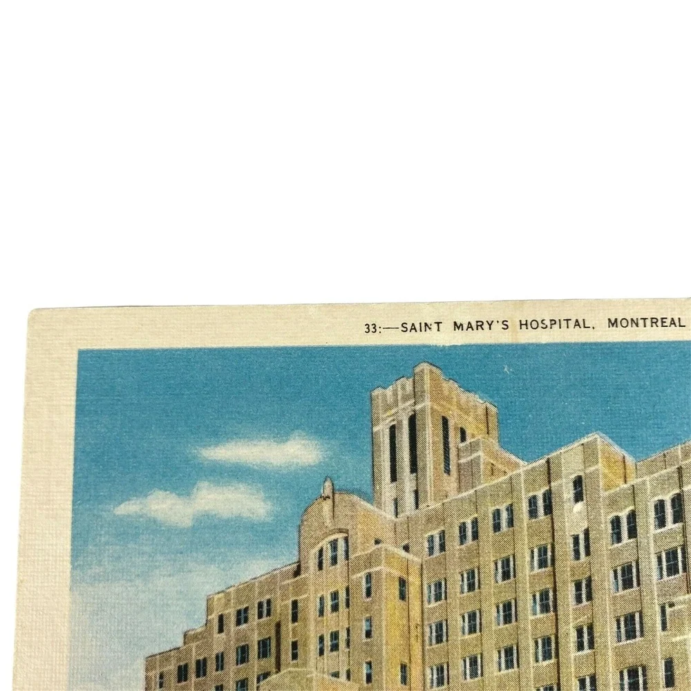 Vintage Colored Printed Postcard St Marys Hospital‎ Cote-des-Neiges Montreal